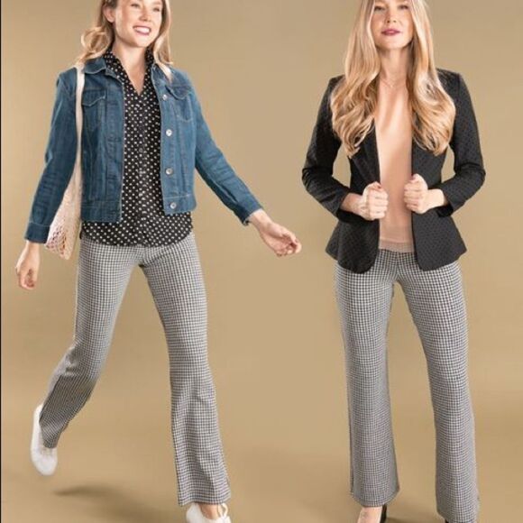 BETABRAND Yoga Bootcut Gingham Pants Size Small Petite - Picture 11 of 16